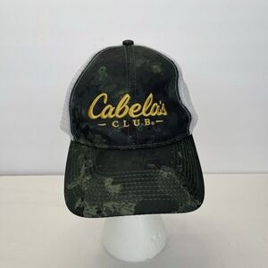 Cabela's Club Mesh Trucker Cap Hat Green Camo Marble Adjustable Snapback